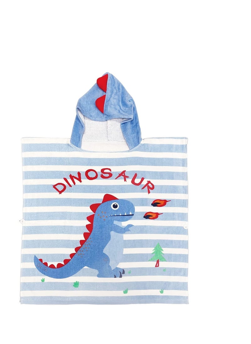 Excefore Kids Bath TowelChildren Hooded Towel Microfiber Bath Towel Super Soft Robe Poncho Bathrobe for Boys Girls Swimming Beach Holiday Water Playing Cartoon Animal Pattern (Blue Dinosaur)  - Image 2