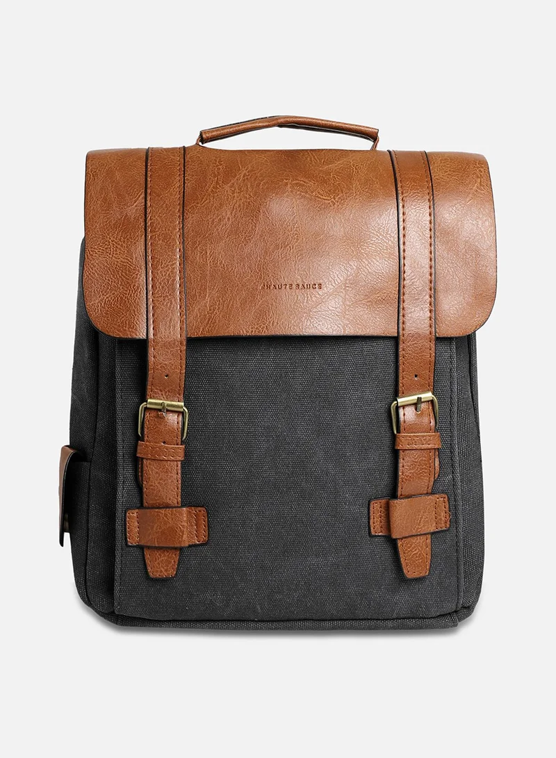 Haute Sauce Colour block Zip Lock Regular Vegan Leather Backpack