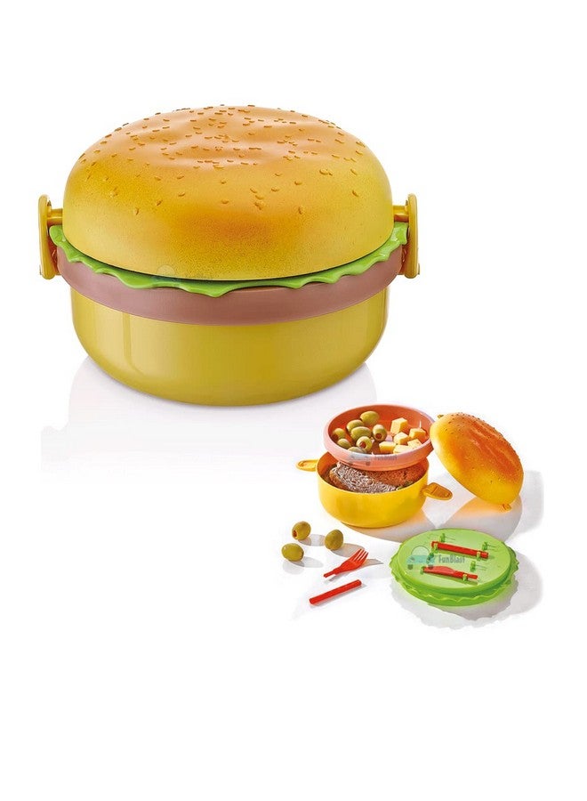 FunBlast Burger Shape Lunch Box for Kids - Lunch Box for Kids, Tiffin Box, Lunch Box Leak Proof Plastic Lunch Box, Lunch Box with Compartments (Multicolor) - Image 1