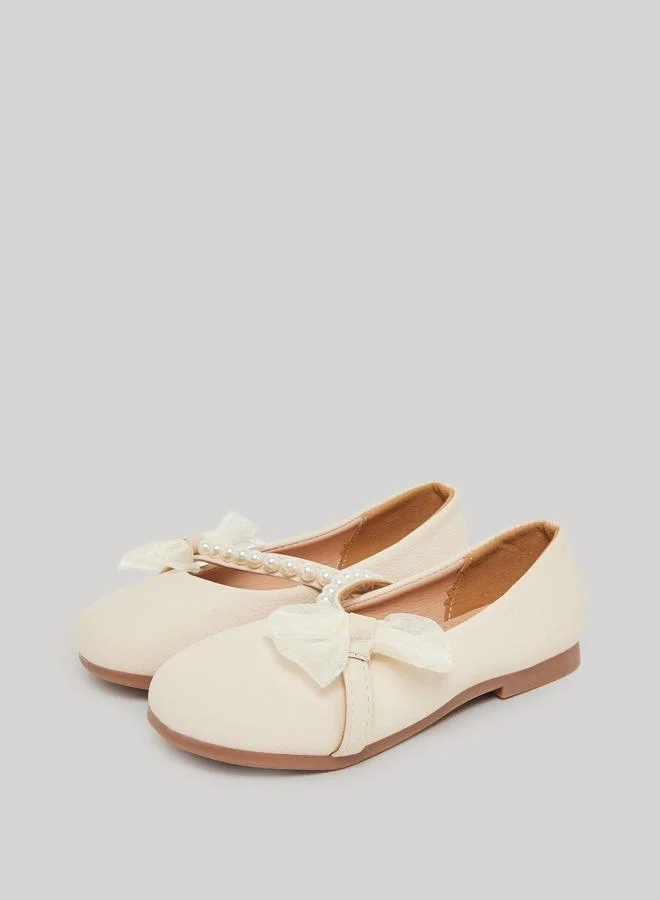 Styli Girls Beige Embellished Ballerinas