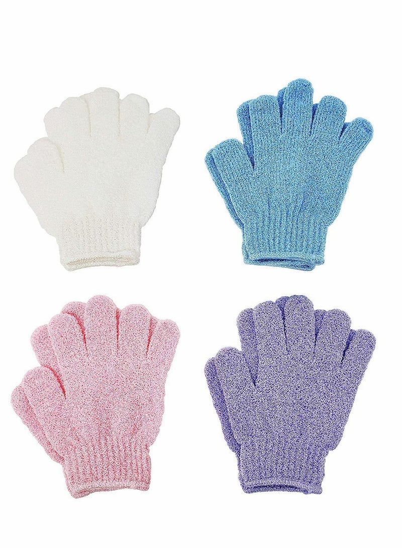 NIBEMINENT 4 Pairs Exfoliating Gloves - Premium Scrub Wash Mitt for Shower,Spa,Massage and Body Scrubs Spa Exfoliation Accessories For Men Women  - Image 1