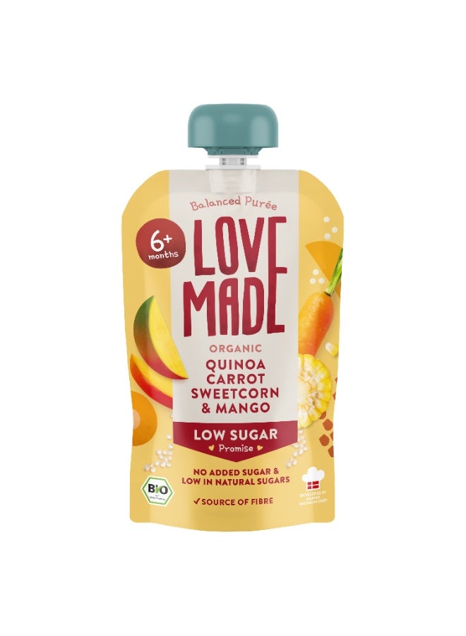 Love Made Organic Veggie & Fruit Smoothie -  Quinoa, Carrot, Sweetcorn & Mango - 100g (Pack of 7) - Image 1