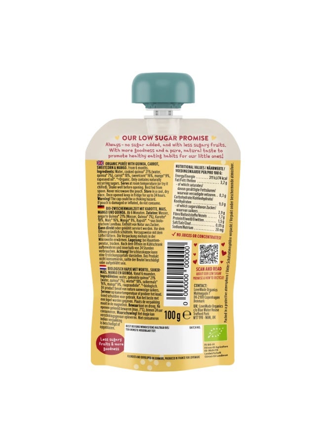 Love Made Organic Veggie & Fruit Smoothie -  Quinoa, Carrot, Sweetcorn & Mango - 100g (Pack of 7) - Image 2