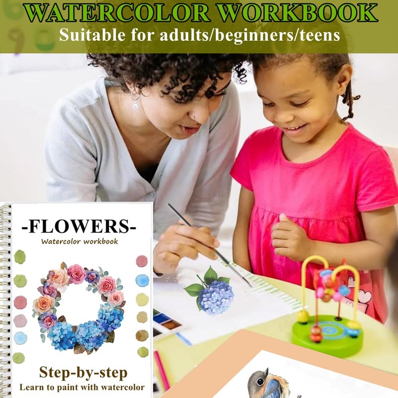 Oyvoyv Watercolor Workbooks With 12 Illustractions Beginner Friendly Coloring Book Painting Kit Easy Nature Scenes Paint Set For Creative Exploration Gift For Adults Teens (Fruits  Without Palette) - Image 4