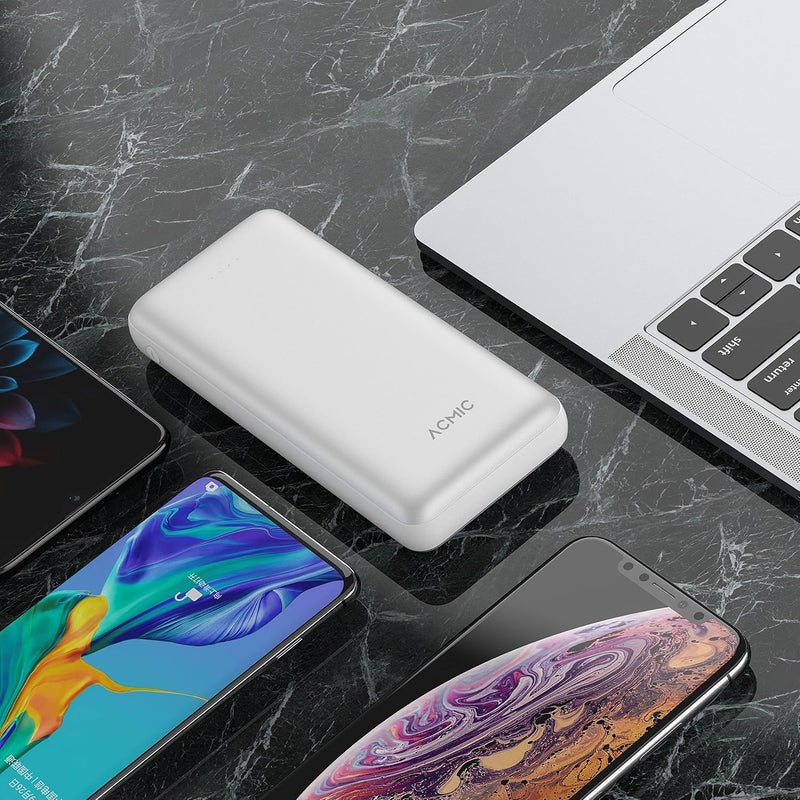 ACMIC Power Bank 20000mAh, Portable Charger PowerCore with Dual input Ports, 12W 2 USB 2.0 QI Fast Charging Power Bank Battery Pack for iPhone, Samsung, Huawei and etc - Black - Image 4