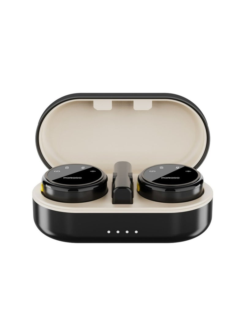 porodo Wireless Microphone Dual Mic with Charging Case, 2.4GHz Digital Microphone, 600mAh Battery Capacity - Black  - Image 2