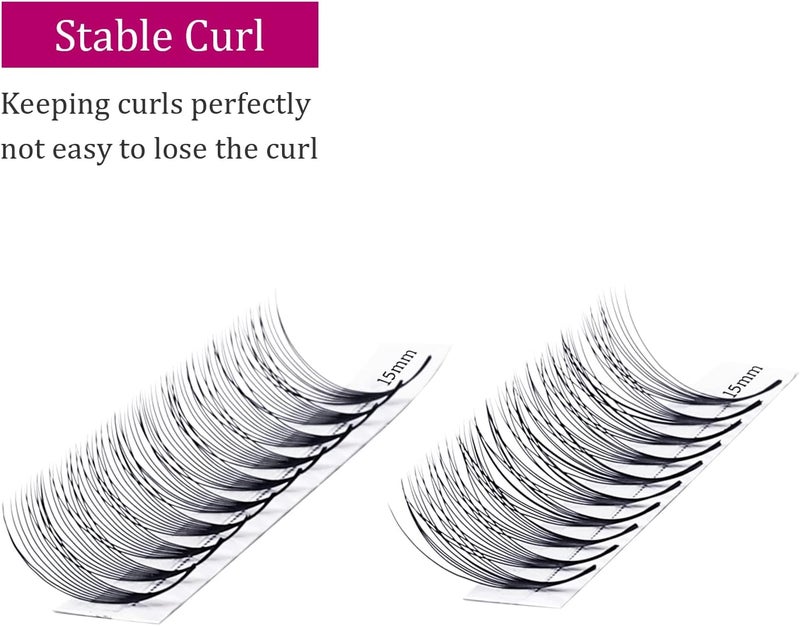 FADLASH C Curl Volume Eyelash Extensions 10D 0.07 15-20mm Mixed Tray Premade Fans Pointed Base Middle Stem Budget friendly sizing alternatives - Image 3