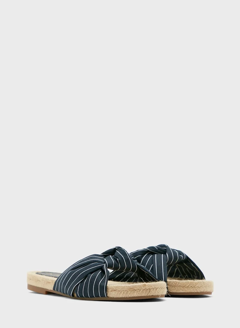 TOMMY HILFIGER Knot Striped Flat Espadrille Sandals