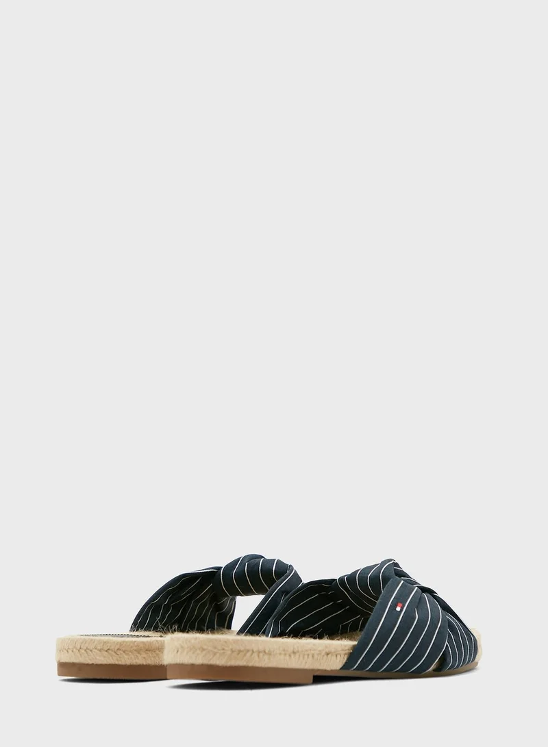 TOMMY HILFIGER Knot Striped Flat Espadrille Sandals