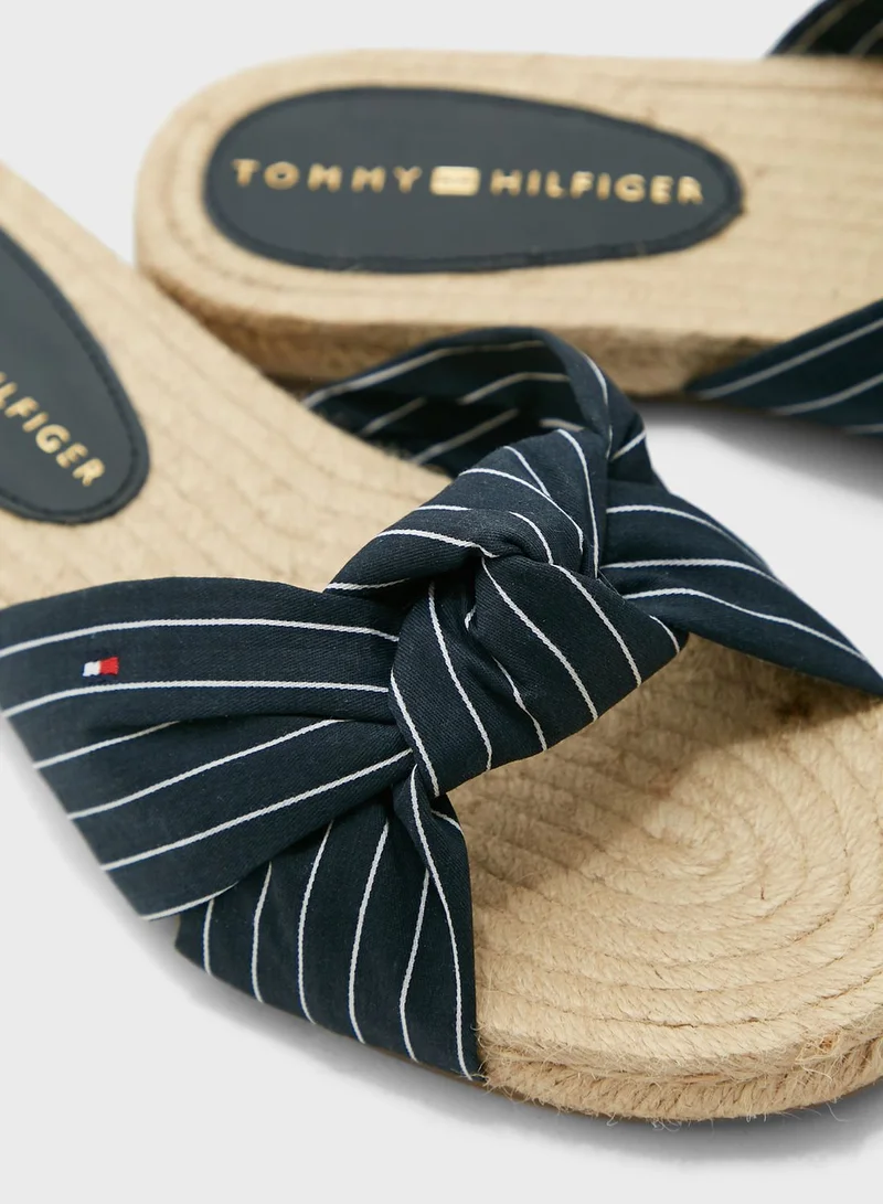 TOMMY HILFIGER Knot Striped Flat Espadrille Sandals