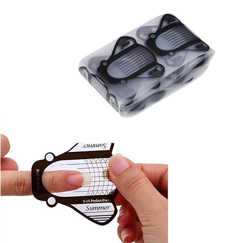 100pcs Nail Art Tips Extension, Nail Art Transfer Sticker Form Sticker Manicure Design Decoration Accessary for Acrylic Gel DIY Manicure Tools