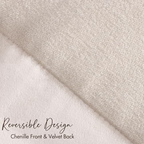 Pallene Decorative Chenille Throw Pillow Covers 18x18 Set of 2 Luxury Soft Velvet Couch Pillow Covers for Living Room Beige - Image 3