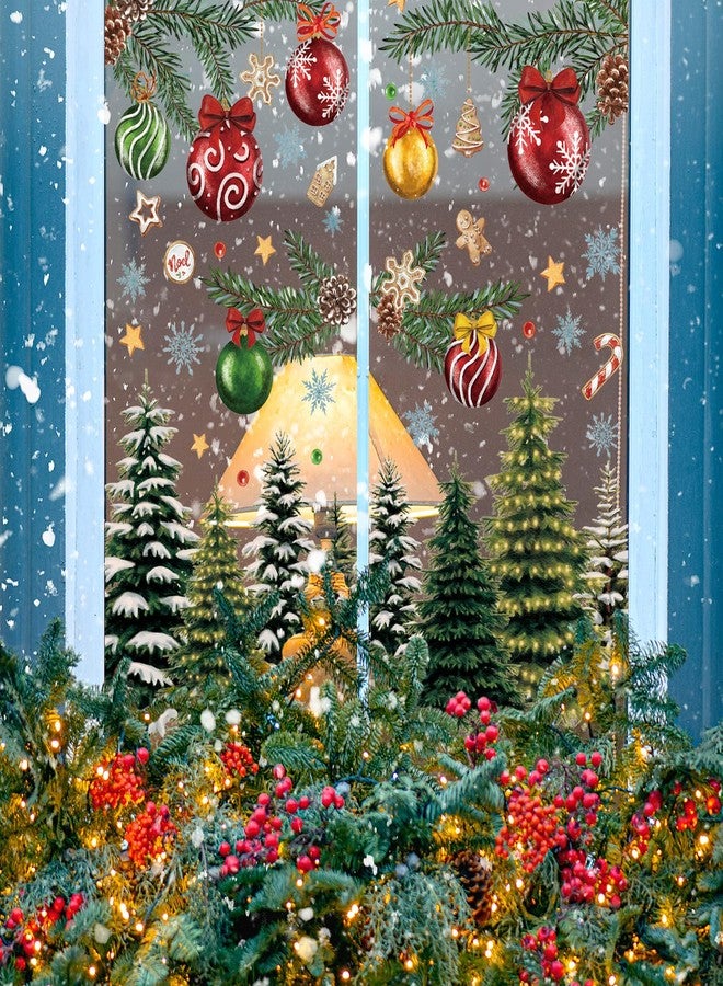 وولاين مجموعة ملصقات نوافذ عيد الميلاد الكلاسيكية من والين، 9 أوراق، بتصميم غابة عتيقة، شجرة ثلجية، كرة، ملصقات نوافذ قابلة لإعادة الاستخدام لتزيين المنزل والمكتب والفصل الدراسي في حفلات عيد الميلاد الشتوية. - Image 5