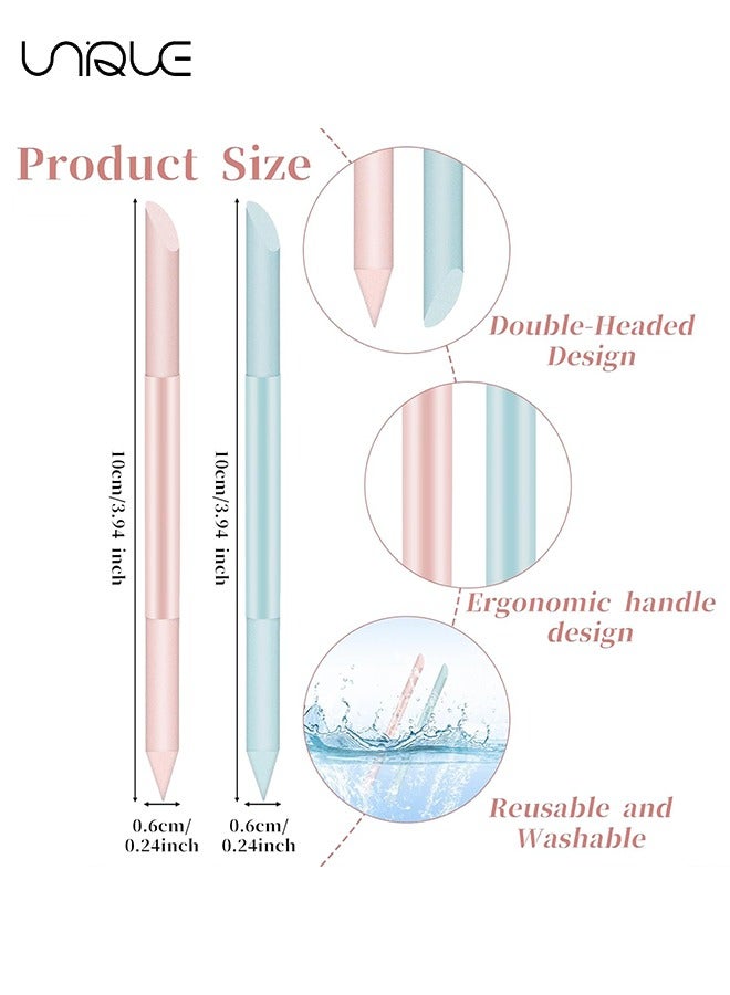 Unique 3Pcs Glass Nail Files, Crystal Cuticle Stick，Dual-ended Nail File Cuticle Remover Pedicure Tools for Natural Nails and Cuticles Care(Pink, Blue, Transparent) - Image 2