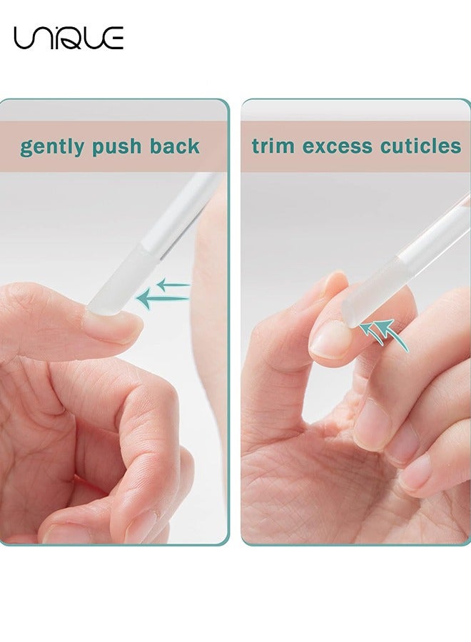 Unique 3Pcs Glass Nail Files, Crystal Cuticle Stick，Dual-ended Nail File Cuticle Remover Pedicure Tools for Natural Nails and Cuticles Care(Pink, Blue, Transparent) - Image 3