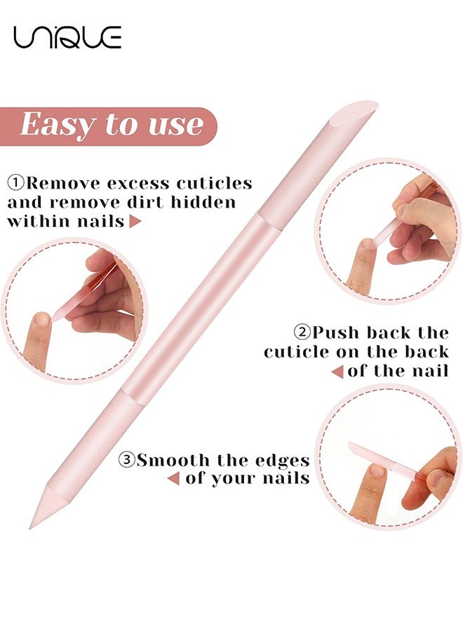 Unique 3Pcs Glass Nail Files, Crystal Cuticle Stick，Dual-ended Nail File Cuticle Remover Pedicure Tools for Natural Nails and Cuticles Care(Pink, Blue, Transparent) - Image 4