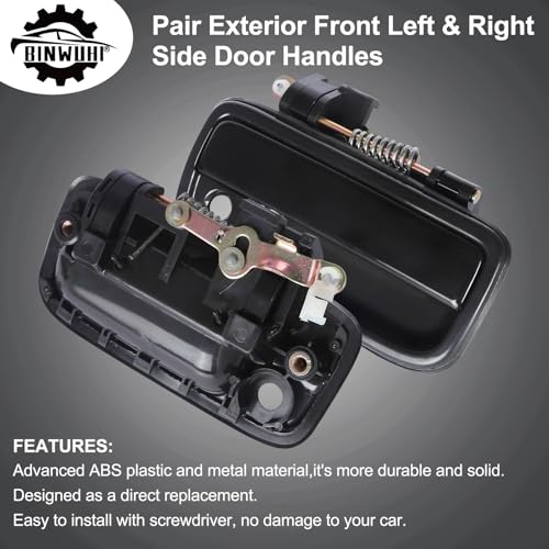 BINWUHI BINWUHU 2PCS Exterior Door Handle Front Left Driver and Right Passenger Side Compatible with The Following Models: 1995-2004 Toyota Tacoma Replace 6922035020, 6921035020 w/Key Hole - Image 5
