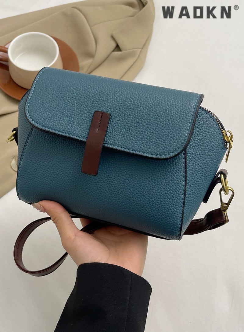 WAOKN Women's New Fashion Bags Soft Leather Simple Classic Crossbody Bag Double Layer Compartment Magnetic Closure Handbag Shell Bag for Ladies Fashion Purses Multi Pockets Everyday Purse and Handbags  - Image 2