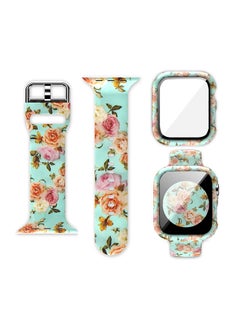 TWEGGON Replacement Printed Silicon Band for Apple Watch 41MM With Tempered Glass Case Yellow Rose  - Image 2