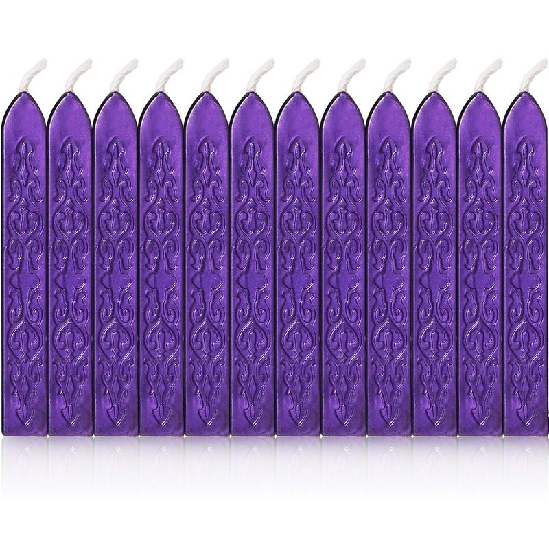 Bememo 12 Pieces Sealing Wax Sticks with Wicks Antique Fire Manuscript Sealing Wax for Stamp, Christmas Gift, Wedding Invitations, Packaging Decoration(Purple) - Image 1