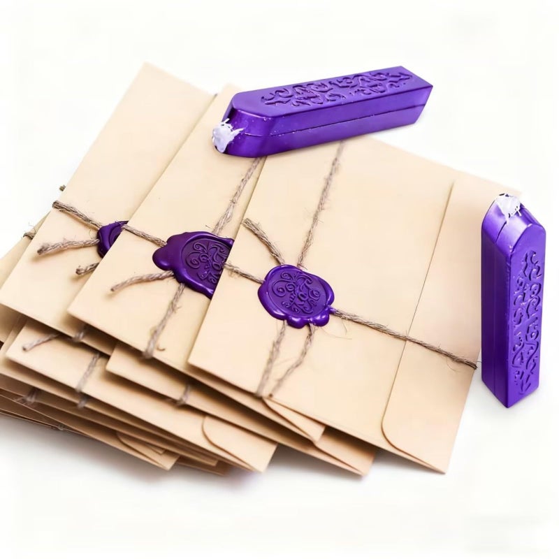 Bememo 12 Pieces Sealing Wax Sticks with Wicks Antique Fire Manuscript Sealing Wax for Stamp, Christmas Gift, Wedding Invitations, Packaging Decoration(Purple) - Image 5