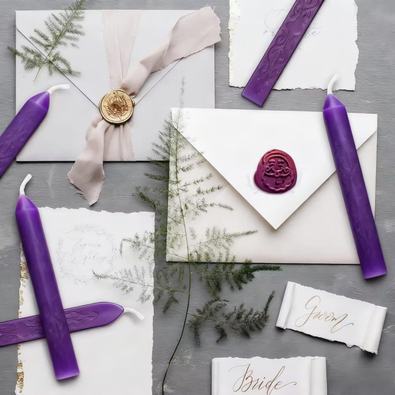 Bememo 12 Pieces Sealing Wax Sticks with Wicks Antique Fire Manuscript Sealing Wax for Stamp, Christmas Gift, Wedding Invitations, Packaging Decoration(Purple) - Image 4