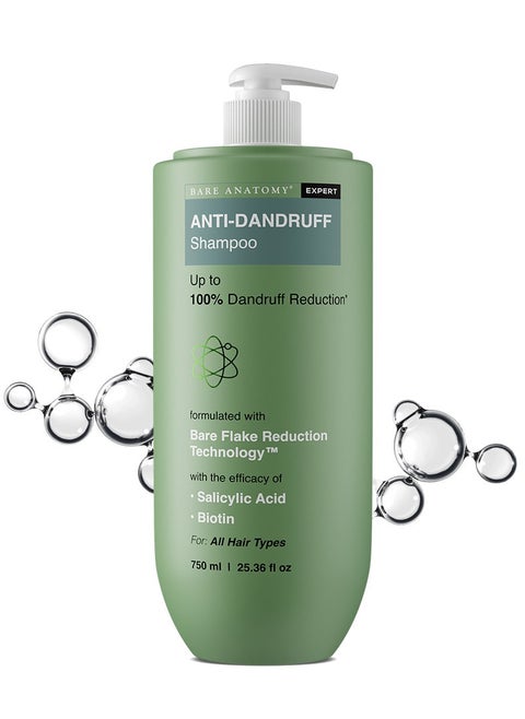 Bare Anatomy Expert Anti-Dandruff Shampoo | Up to 100% Dandruff Reduction | Targets Oily Scalp and Sheds Dry Flakes | 750 ML