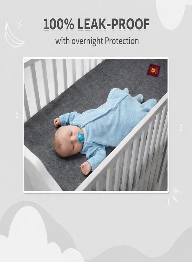 Aazeem Anti-Piling Fleece Extra Absorbent Instant Dry Sheet |Baby Bed Protector, Waterproof Baby Sheet|Washable|Perfect for Kids|Cotton Terry|Grey | Small Size |Set of 3| - Image 5