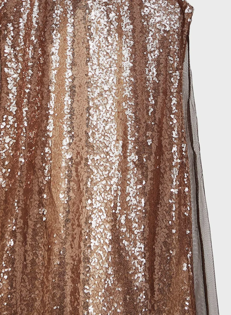 Little Golden Apple Sequin Tulle Overlay Dress