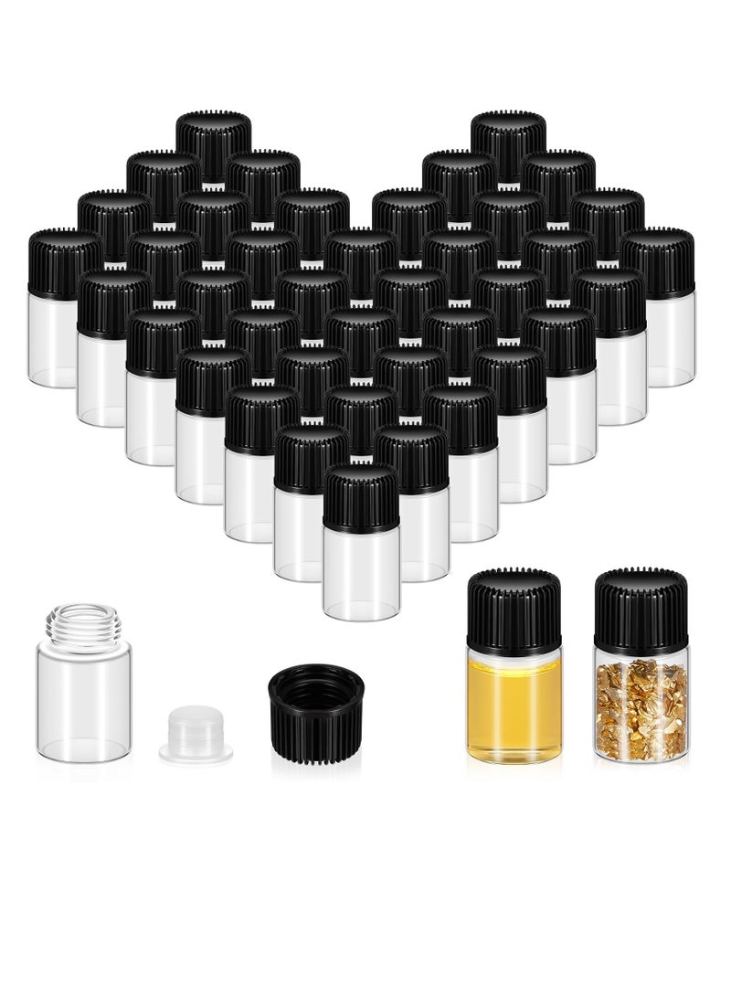 Excefore Clear Glass Sample Vials For Essential Oils, 50 Pack Clear Glass Vial with Screw Caps and Plastic Stopper Leakproof, 2ml - Image 1