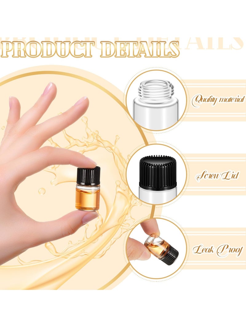 Excefore Clear Glass Sample Vials For Essential Oils, 50 Pack Clear Glass Vial with Screw Caps and Plastic Stopper Leakproof, 2ml - Image 3