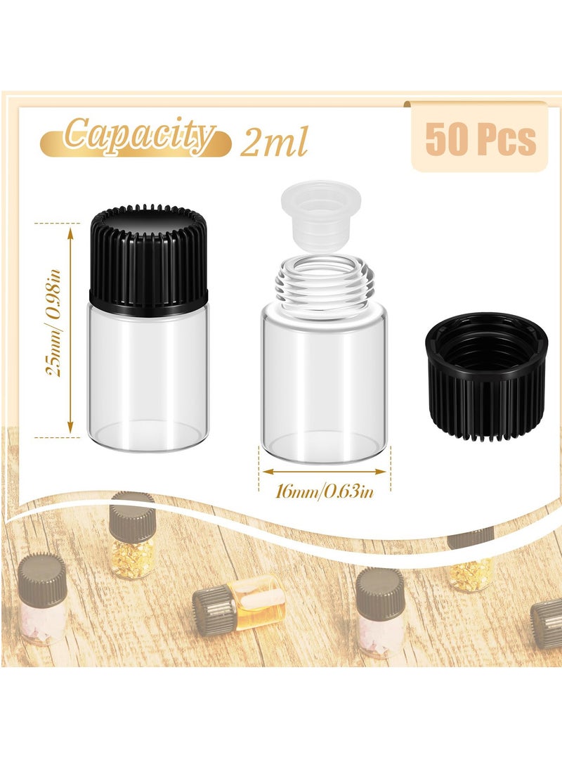 Excefore Clear Glass Sample Vials For Essential Oils, 50 Pack Clear Glass Vial with Screw Caps and Plastic Stopper Leakproof, 2ml - Image 2