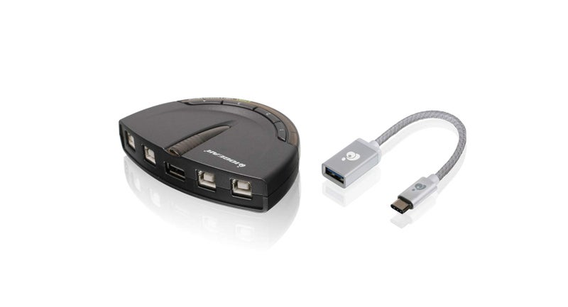 IOGEAR 4 Port USB 2.0 Switch - Auto Printer Switch - USB-A to USB-C Adapter Kit - Manually or Auto Control - LEDs Indicate - Plug N Play - GUB431CA1KIT - Image 2
