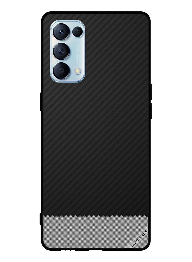 Covernex Protective Case Cover For Oppo Reno5 Pro 5G Black & Grey Strips Pattern - Image 1