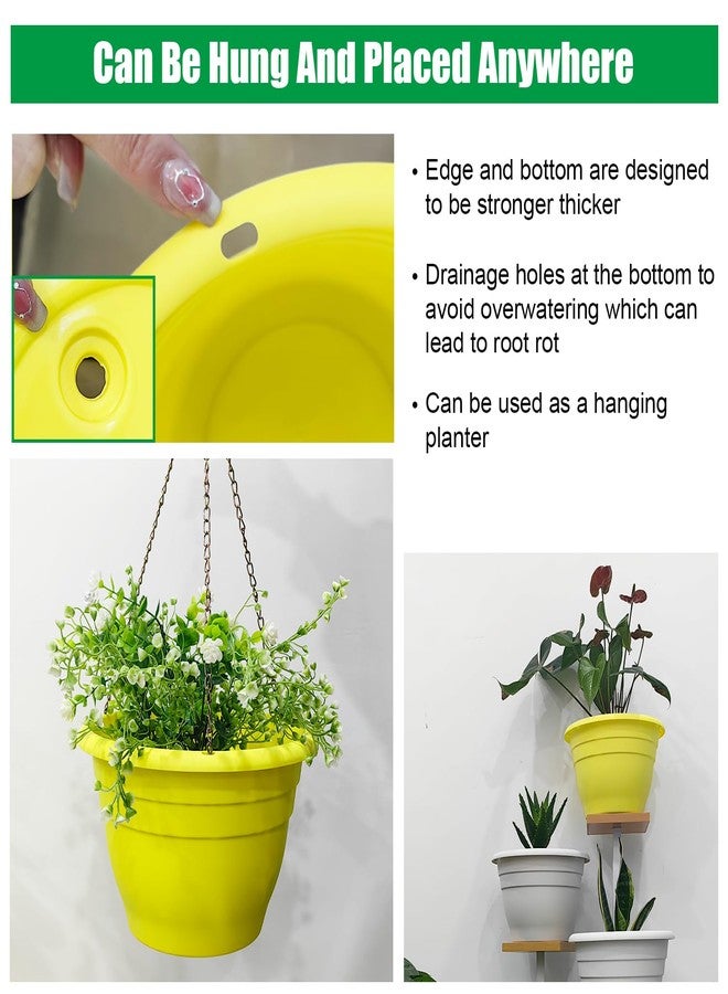 RooTrimmer Plant Pots Set of 5, 10 Inch Planters for Indoor Plants, Thickened Durable Flower Pots, Cute Pots for Plants with Drainage, Plastic Planters for Plants (Yellow) - Image 2
