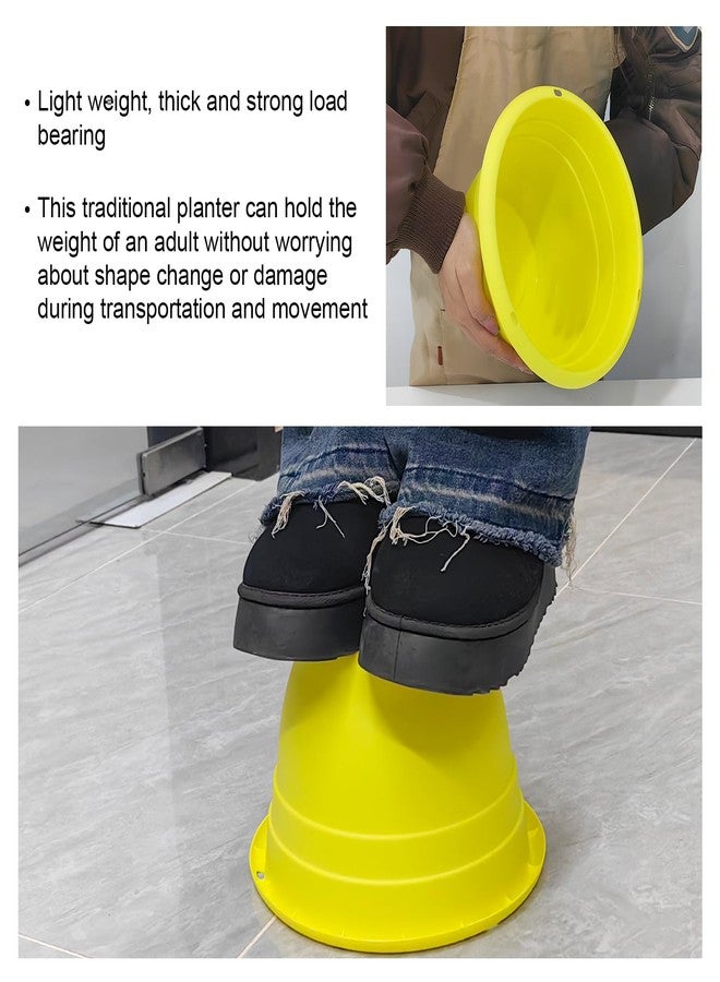 RooTrimmer Plant Pots Set of 5, 10 Inch Planters for Indoor Plants, Thickened Durable Flower Pots, Cute Pots for Plants with Drainage, Plastic Planters for Plants (Yellow) - Image 4