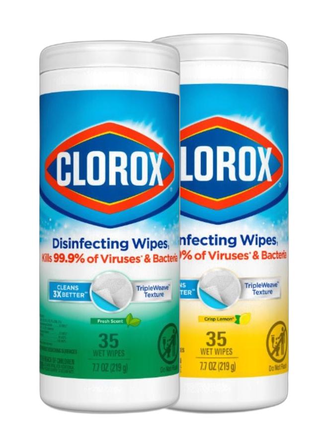 Clorox Disinfecting Wipes Crisp Lemon Scent, Multi-Surface Bleach Free Cleaning Wipes, 35 Wet Wipes & Clorox Disinfecting Wipes, 35 Wet Wipes, Fresh Scent - Image 1