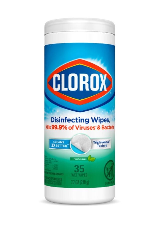 Clorox Disinfecting Wipes Crisp Lemon Scent, Multi-Surface Bleach Free Cleaning Wipes, 35 Wet Wipes & Clorox Disinfecting Wipes, 35 Wet Wipes, Fresh Scent - Image 2