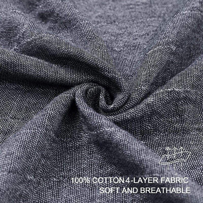 SE SOFTEXLY Muslin Throw Blanket for Adults 4-Layer Soft Throw Blankets for Couch Breathable Cotton Blankets All Season Lightweight Pre-Washed Bed Blankets Queen Size (80""x90"" Dark Blue) - Image 3