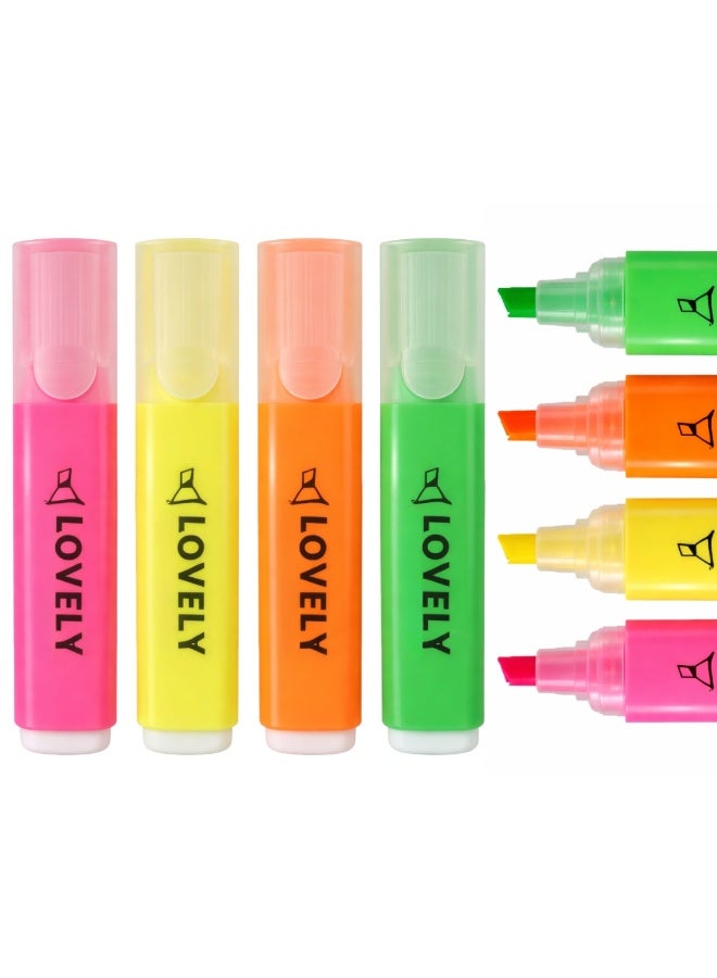 طلال مجموعة أقلام تحديد نيون مكونة من 4 قطع - أقلام تحديد بألوان فلورية متنوعة ذات رؤوس مشطوفة، أقلام تحديد ساطعة للمدرسة والمكتب ودراسة الكتاب المقدس وتدوين اليوميات وتدوين الملاحظات ولوازم الدراسة (متعددة الألوان) - Image 1