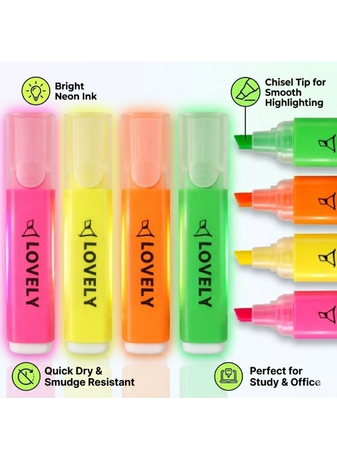 طلال مجموعة أقلام تحديد نيون مكونة من 4 قطع - أقلام تحديد بألوان فلورية متنوعة ذات رؤوس مشطوفة، أقلام تحديد ساطعة للمدرسة والمكتب ودراسة الكتاب المقدس وتدوين اليوميات وتدوين الملاحظات ولوازم الدراسة (متعددة الألوان) - Image 3