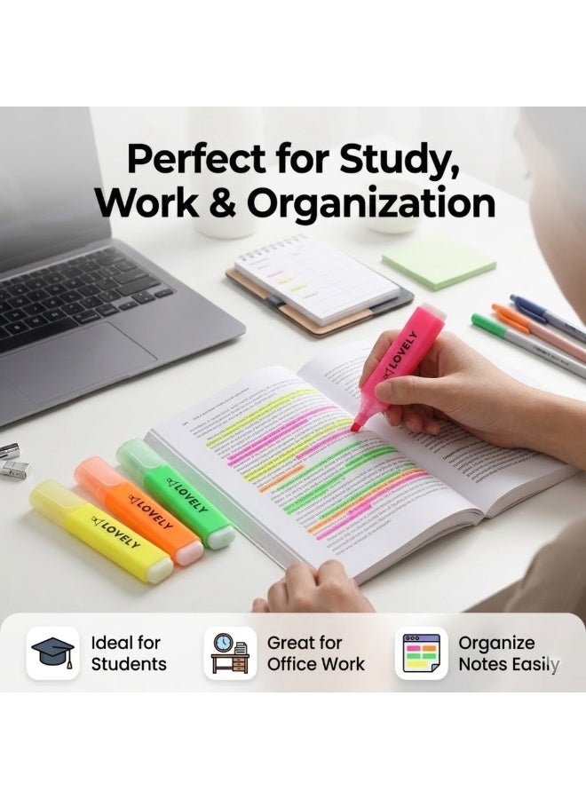 طلال مجموعة أقلام تحديد نيون مكونة من 4 قطع - أقلام تحديد بألوان فلورية متنوعة ذات رؤوس مشطوفة، أقلام تحديد ساطعة للمدرسة والمكتب ودراسة الكتاب المقدس وتدوين اليوميات وتدوين الملاحظات ولوازم الدراسة (متعددة الألوان) - Image 5