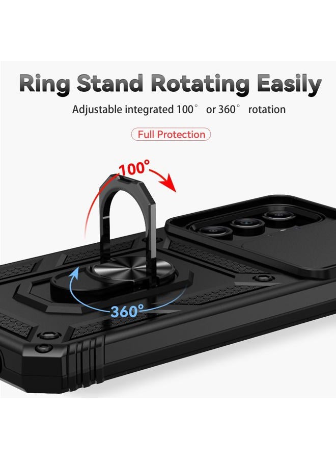PUSHIMEI for Samsung Galaxy A15 5G Case with Slide Camera Cover HD Screen Protector [Military Grade 16ft. Drop Tested] Magnetic Ring Holder Kickstand Protective Phone Case for Galaxy A15 5G 2024, Black - Image 5