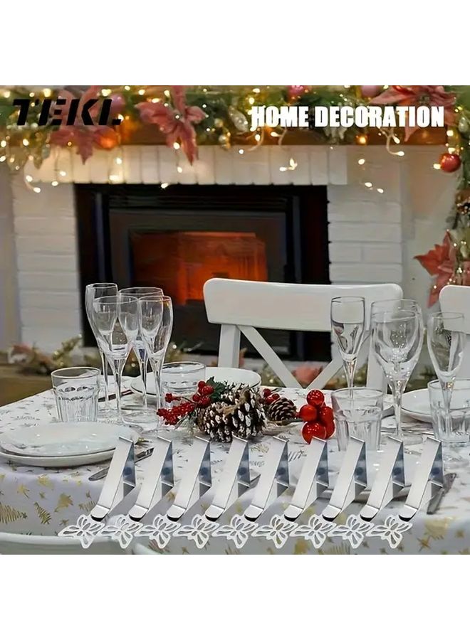 10pcs Stainless Steel Tablecloth Clips Leaves Pattern For Indoor Outdoor Weddings - Image 5