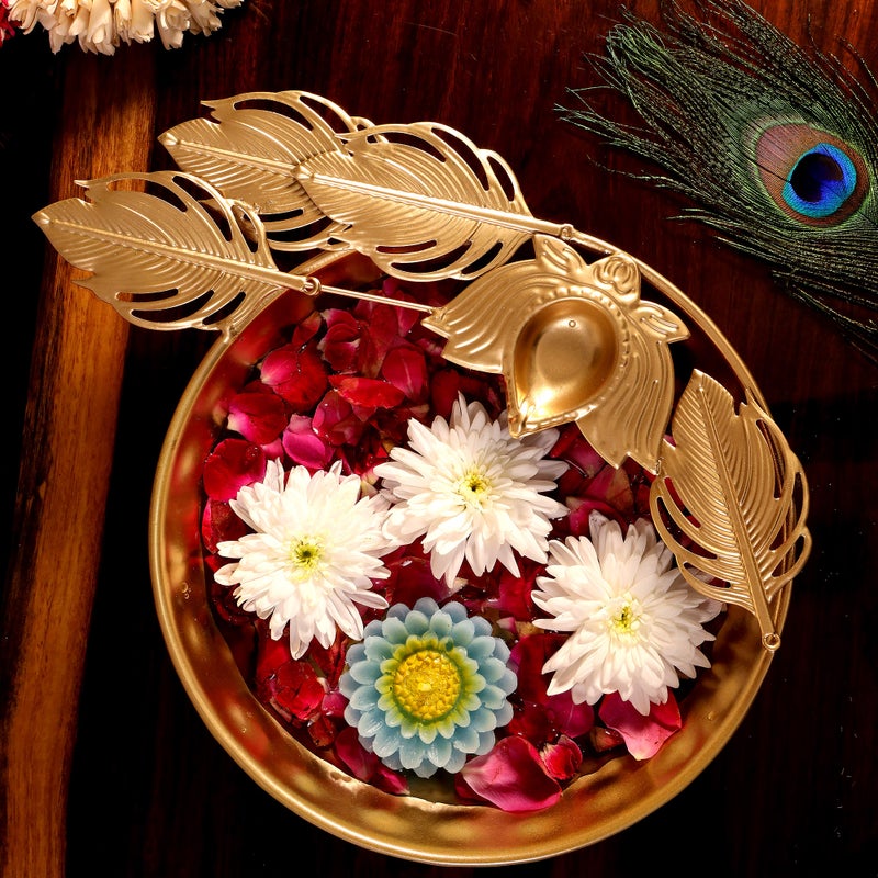 Aksharveda Premium Decorative Urli 10 Inch | Bowl Design Metal Urli for Home & Festive Decor - Image 2