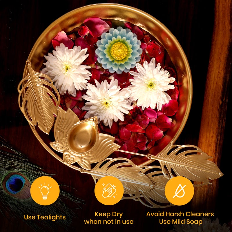 Aksharveda Premium Decorative Urli 10 Inch | Bowl Design Metal Urli for Home & Festive Decor - Image 4