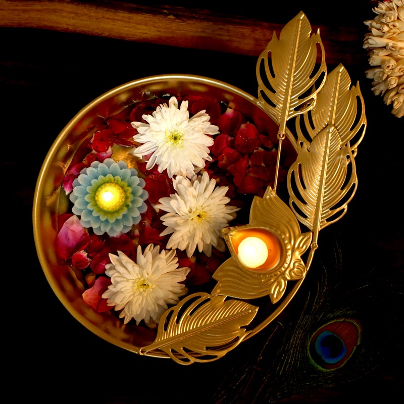 Aksharveda Premium Decorative Urli 10 Inch | Bowl Design Metal Urli for Home & Festive Decor - Image 5