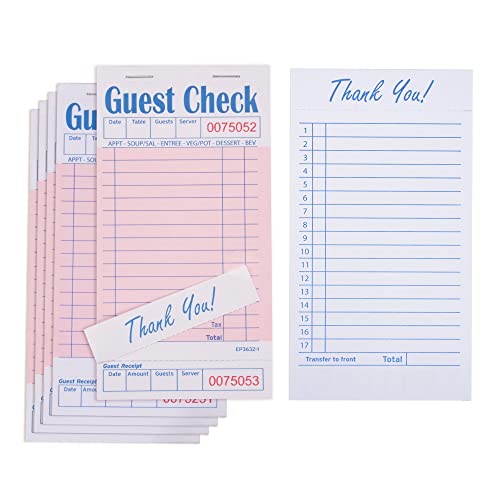 DGBDPACK Guest Check Pads EP36321 10 Pads Total 500 Pink Waitress Notepad Server Order Pads