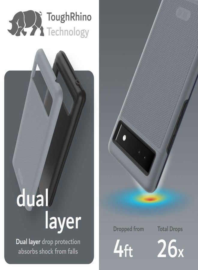 توديا جراب TUDIA DualShield Grip مصمم خصيصًا لهاتف Google Pixel 6a (2022)، [MergeGrip] جراب حماية نحيف مزدوج الطبقات مقاوم للصدمات من الدرجة العسكرية لهاتف Pixel 6a (رمادي) - Image 3