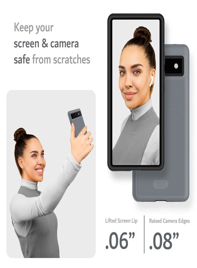توديا جراب TUDIA DualShield Grip مصمم خصيصًا لهاتف Google Pixel 6a (2022)، [MergeGrip] جراب حماية نحيف مزدوج الطبقات مقاوم للصدمات من الدرجة العسكرية لهاتف Pixel 6a (رمادي) - Image 4